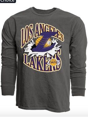 Blue 84 Los Angeles Lakers Long Sleeve Tee - Black with Purple & Gold Logo